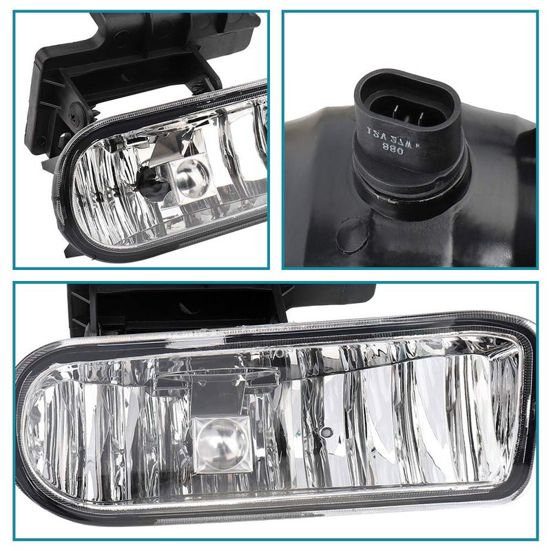 IRONTEK Clear Lens 1 Pair Fog Lights Fits for Chevrolet 99-02 Silverado 1500 & 2500, 00-02 Silverado 3500, 00-06 Suburban, 00-06 Tahoe Left & Right Side Driving Fog Lamp Kits - Image 3